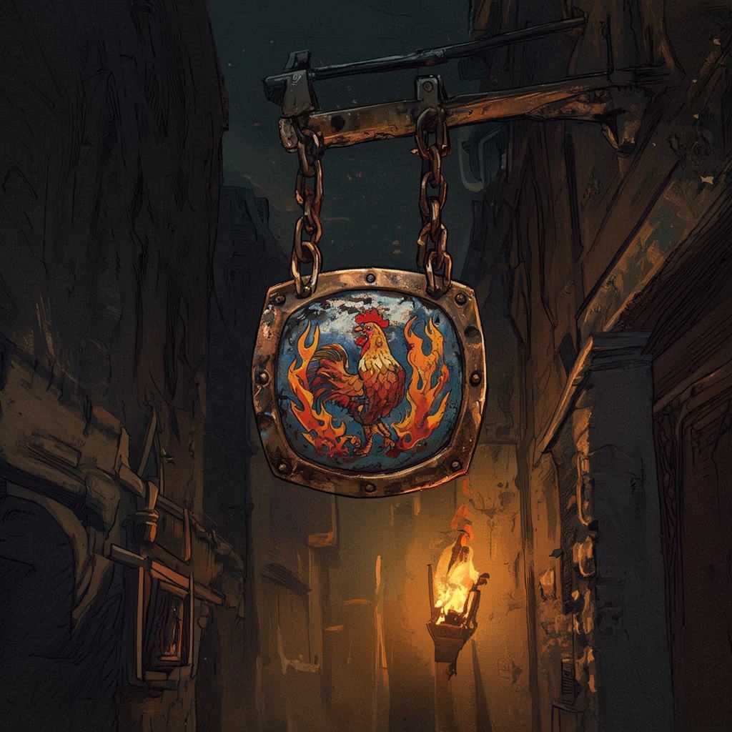Flaming Rooster Pub Sign